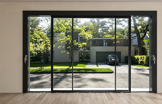 Aging sliding glass door in a Florida home